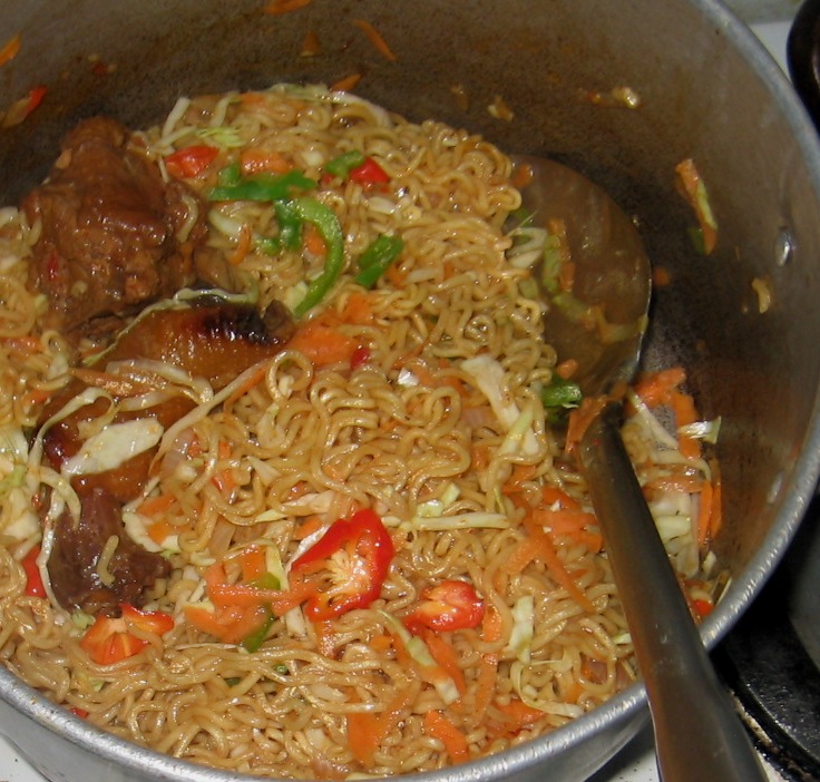 All Naija Indomie Noodles With Chicken, Eggs, Vegetables And Fish