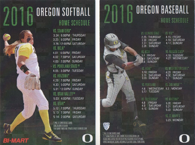 The Prowling Cat's Hobbies Madness 2016 Oregon Ducks softball, and