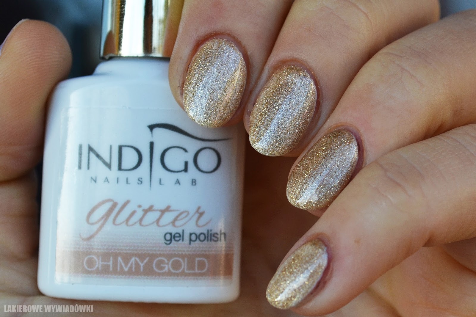 lakierowe wywiadówki Indigo Nails glitter gel polish OH MY GOLD