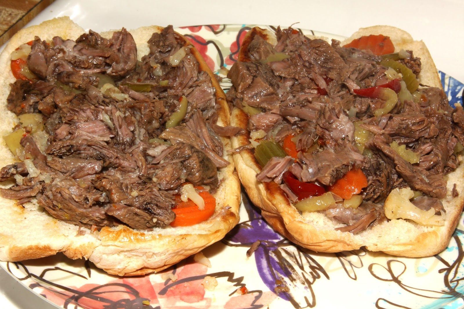 For the Love of Food Slow Cooked, Chicago Style Italian Beef Sandwiches