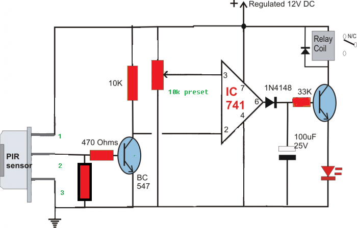 Build A Passive Infrared Sensor Circuit Diagram