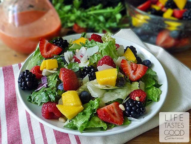 Mango Berry Fruit Salad | by Life Tastes Good is a refreshing salad full of sweet fruit! #LightMeal #Summer