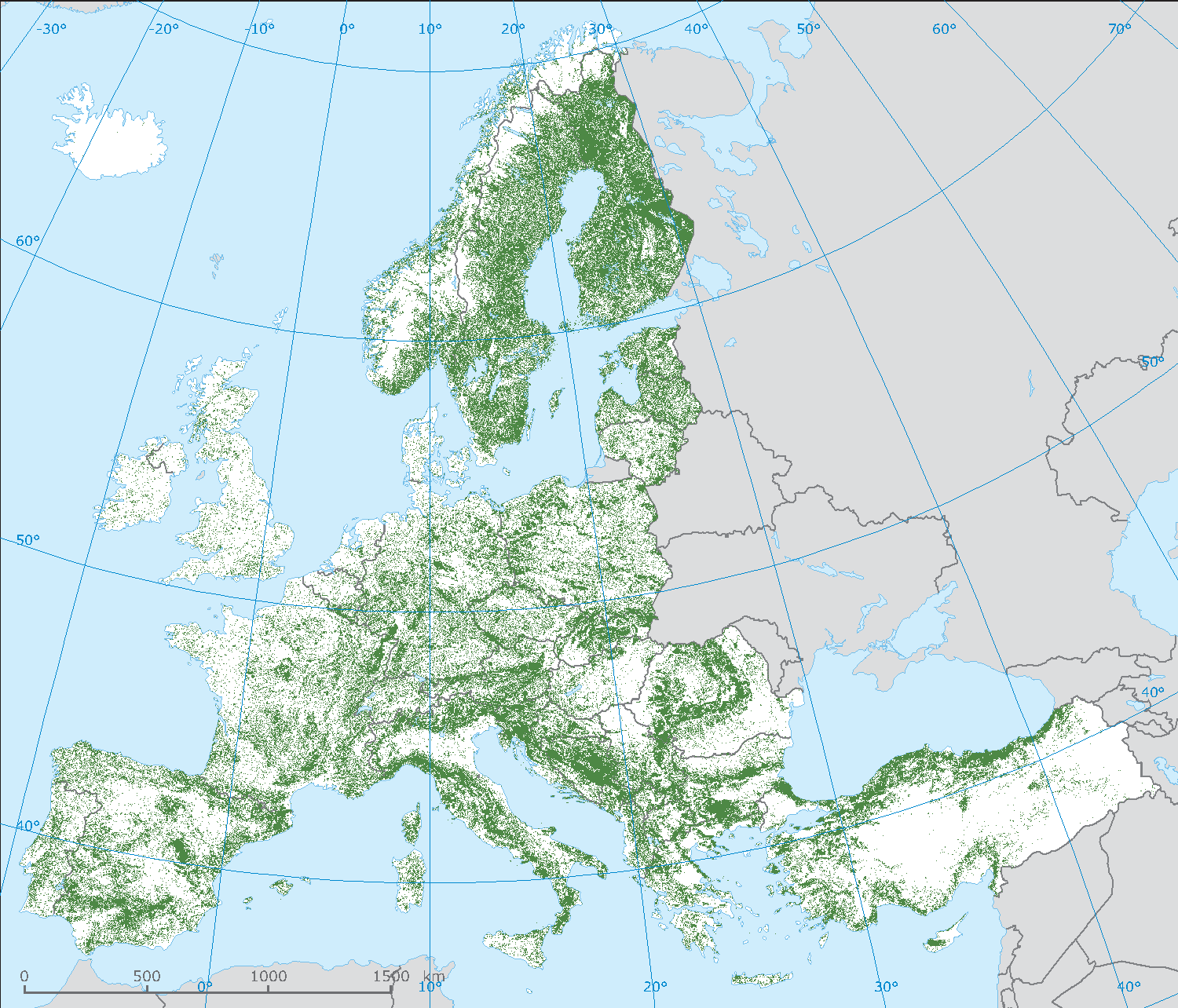 Forest distribution in Europe