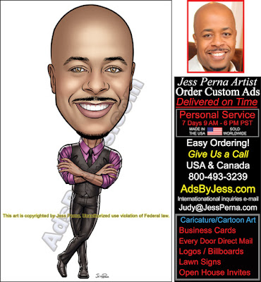Leaning Real Estate Agent Caricature Business Card