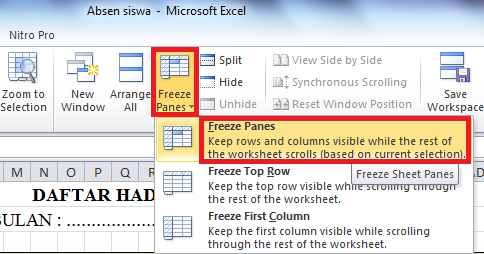 Cara Membuat Kolom Di Excel Tidak Bergerak
