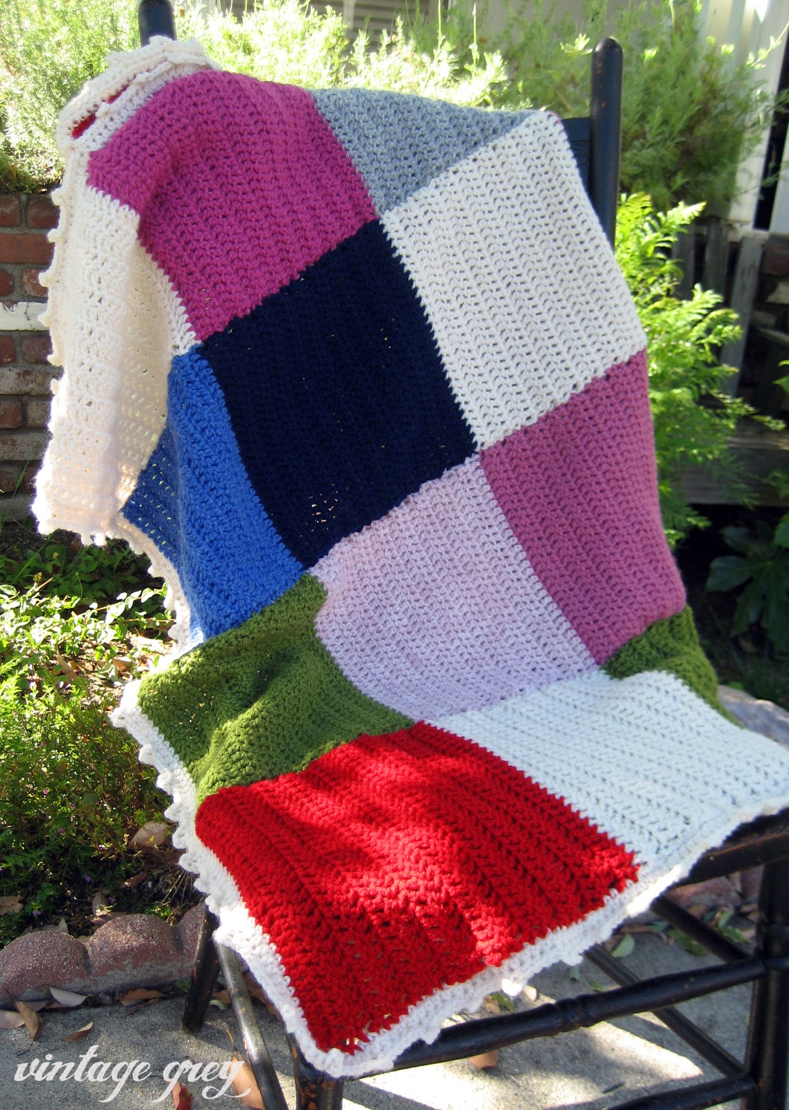 vintage grey a patchwork blanket