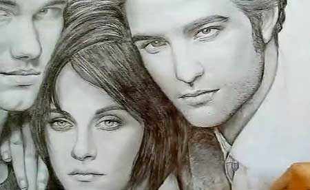 Drawing Robert Pattinson, Kristen Stewart and Taylor Lautner By Jardc87
