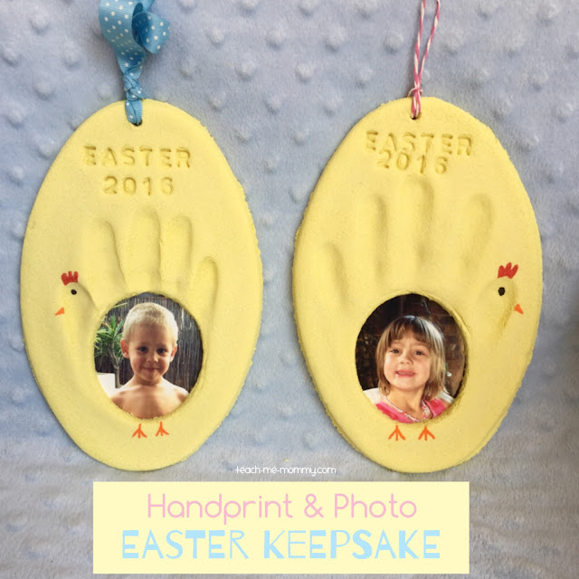 Easter chick salt dough handprint frame craft idea for kids