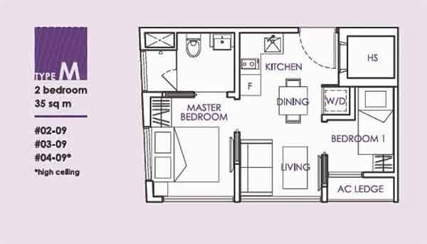 Oxley Edge 2 Bedroom Floor Plan