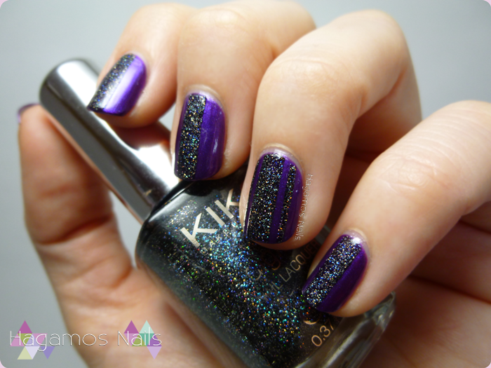 Violeta+Glitter Holografico. Hagamos Nails