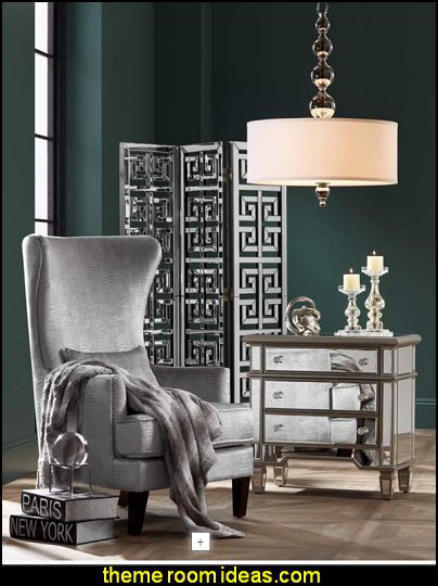 Dahlia 3-Panel Mirrored Contemporary Room Divider Screen Hollywood glam living rooms - old Hollywood style decorating ideas - Luxe living rooms furniture - old Hollywood glamor decorating ideas - Hollywood glam furniture - mirrored furniture Dahlia 3-Panel Mirrored Contemporary Room Divider Screen