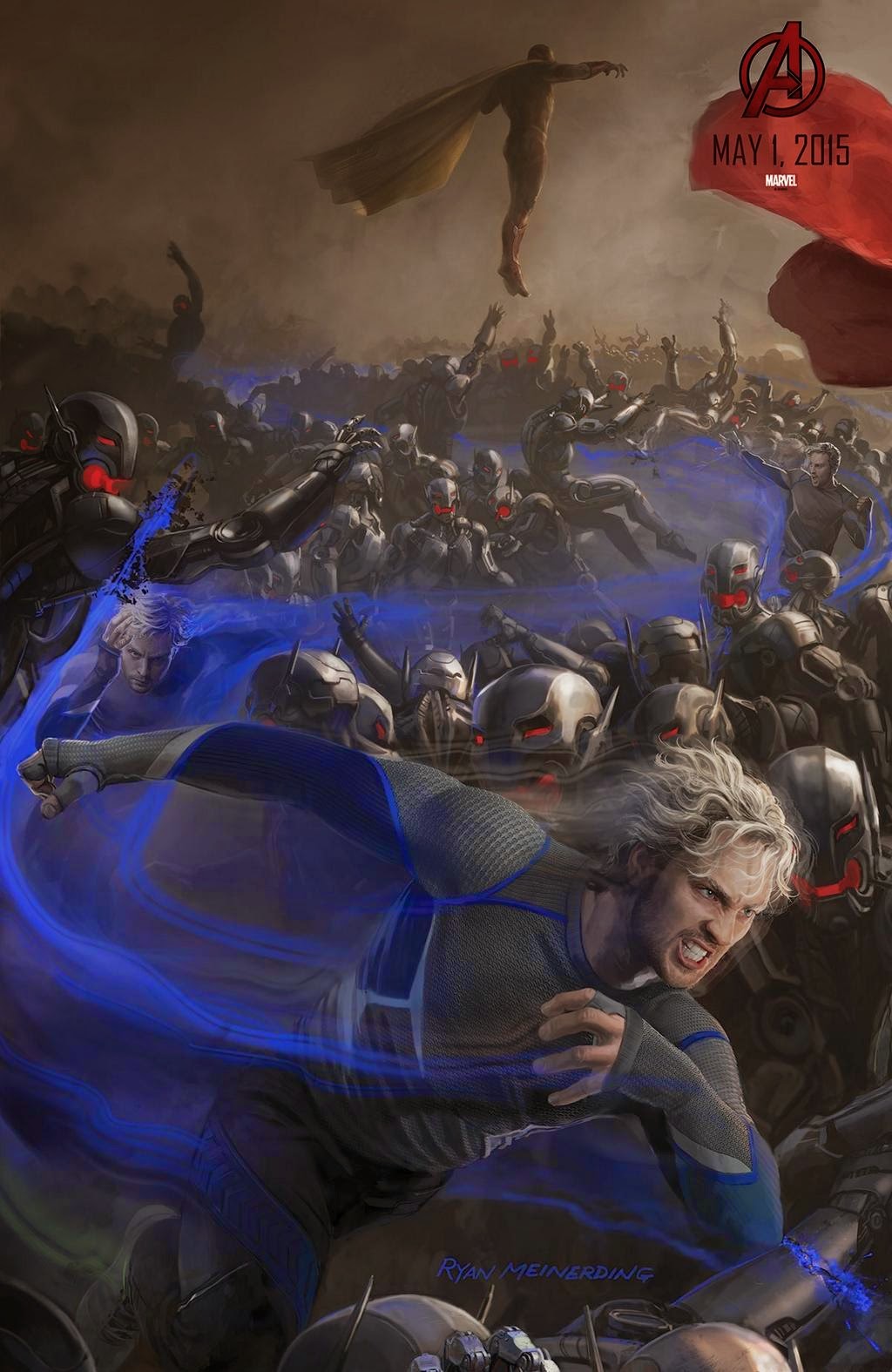 San Diego Comic-Con 2014 Exclusive Avengers Age of Ultron Concept Art Movie Posters by Marvel - Aaron Taylor-Johnson as Quicksilver & Paul Bettany as The Vision