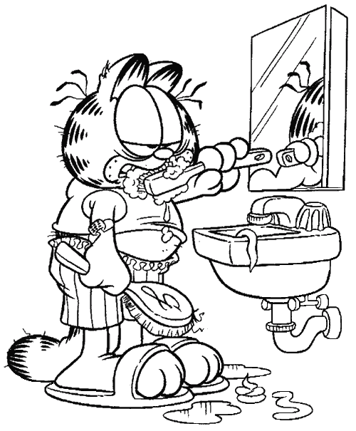 Cartoon Design Disney Coloring Pages Garfield Brushing Teeth Characters