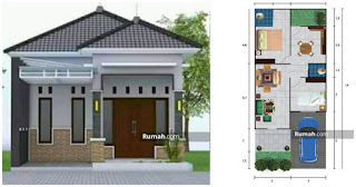 desain rumah ukuran 6x14 Sederhana