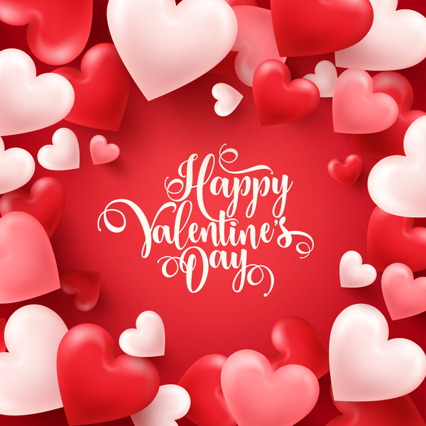 Valentine's Day Heart shape valentine card with red background free vector download