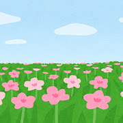 お花畑のイラスト（背景素材）