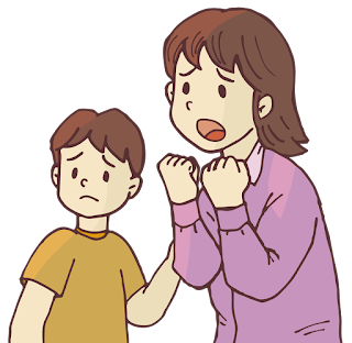 日々のイラスト 何かを見て悲鳴をあげる姉と不安そうにそれを見つめる弟のイラスト