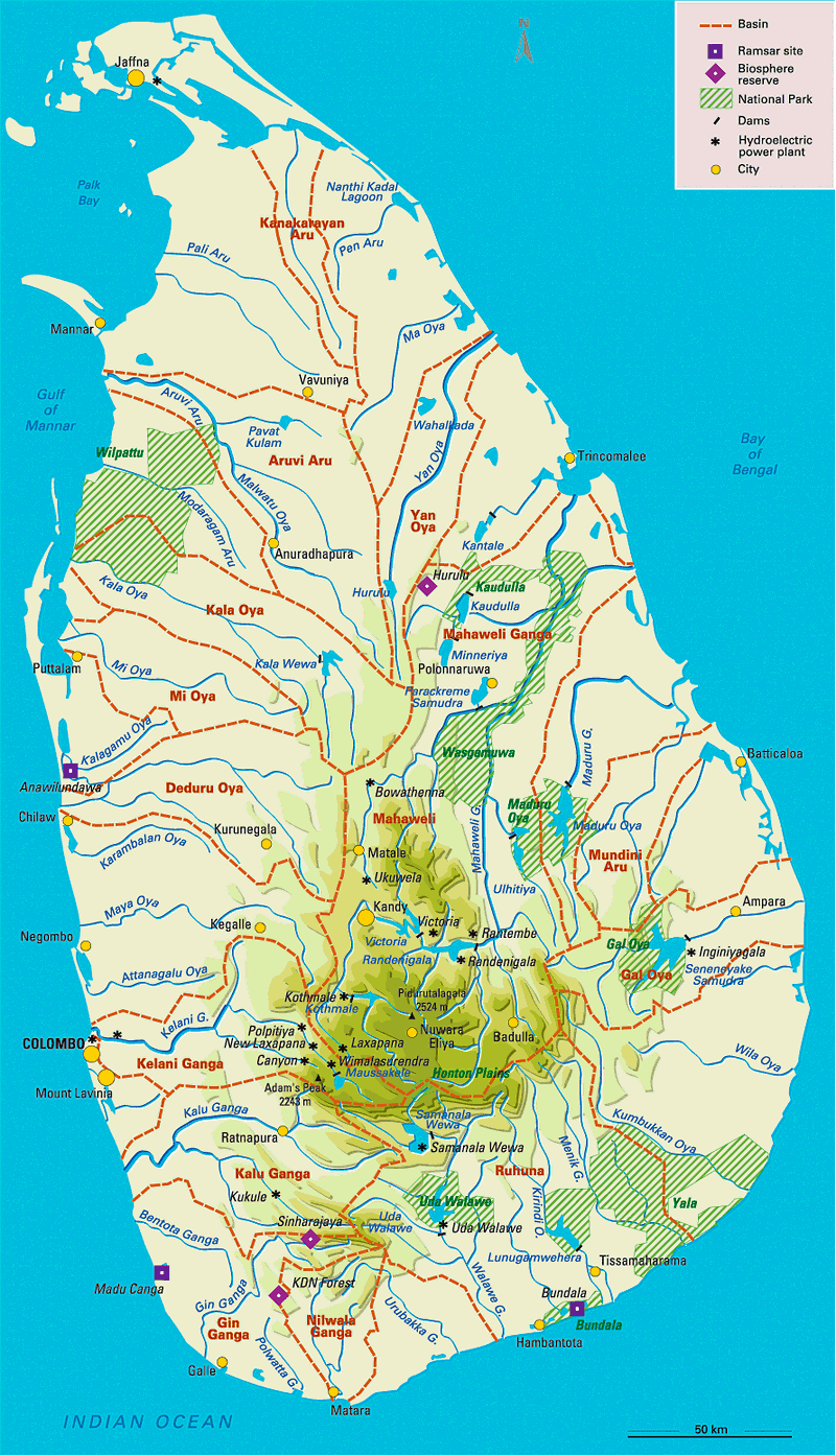 River Map Sri Lanka