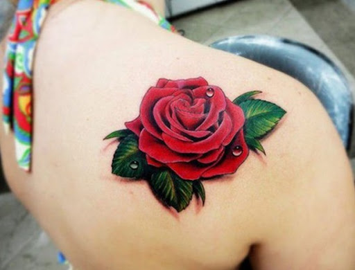 3D Rosa Vermelha Desenho de Tatuagem para as Mulheres