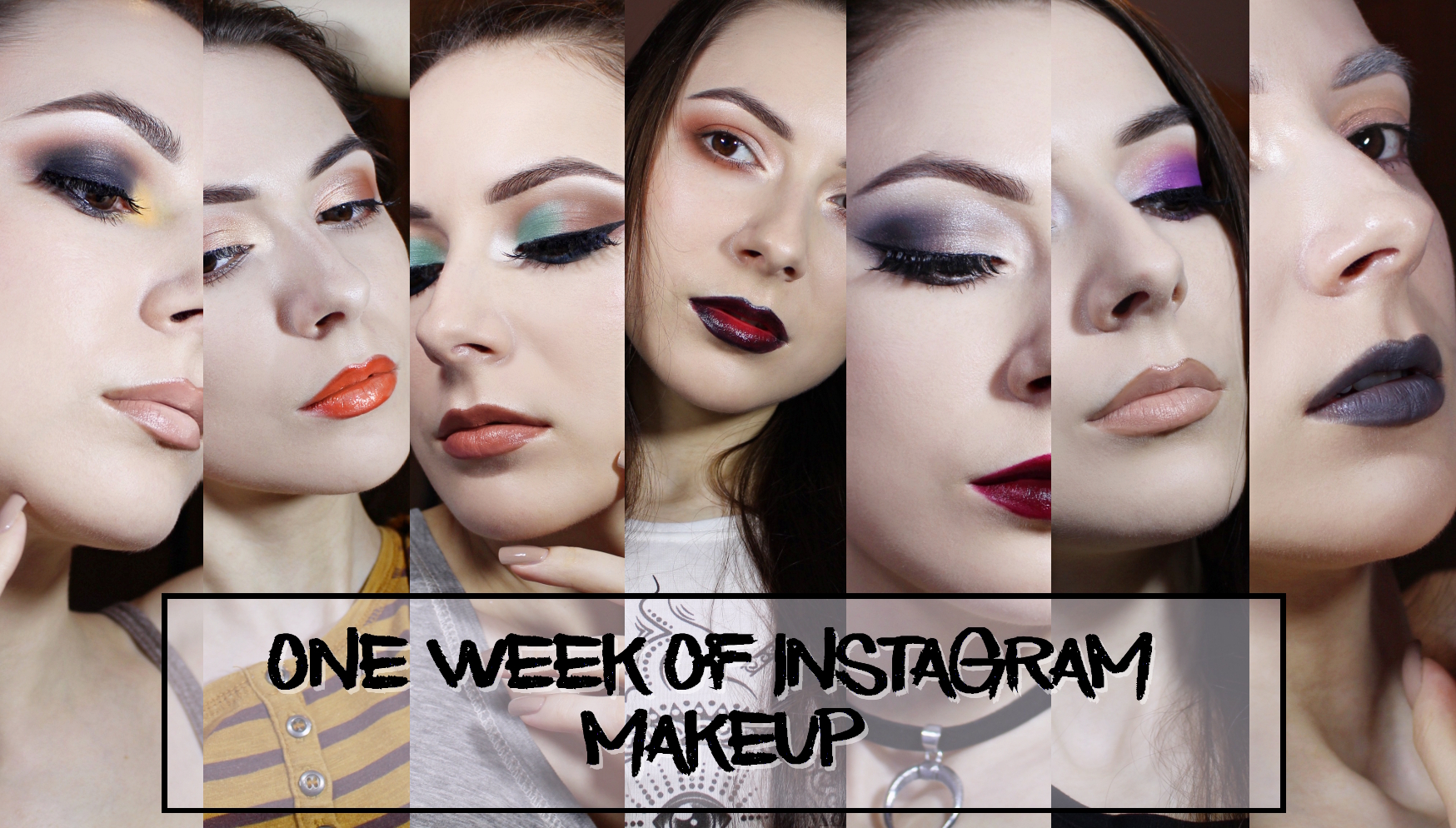 makeup collage with 7 different looks from Instagram