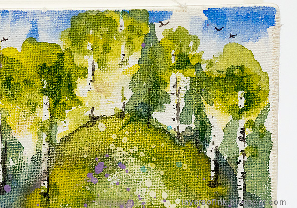 Layers of ink - Watercolor Meadow Notebook Tutorial by Anna-Karin Evaldsson. Watercolor birch trees.