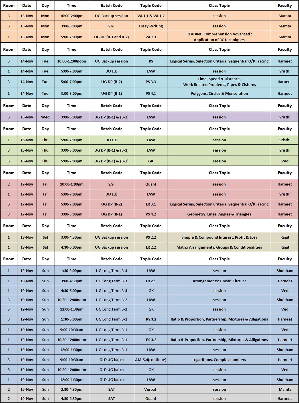 IMS CP Schedule: November 2017