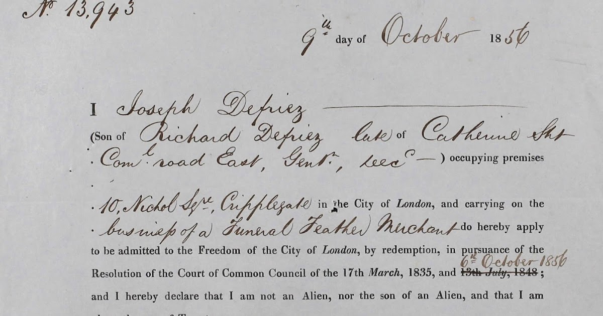 TheAncestorFiles Joseph Defriez and the Freedom of the City of London TheAncestorFiles Joseph Defriez and the Freedom of the City of London