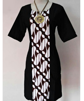 baju batik kerja hitam polos