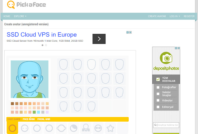 Pickaface ile Online Avatar Yapma Pickaface ile Online Avatar Yapma