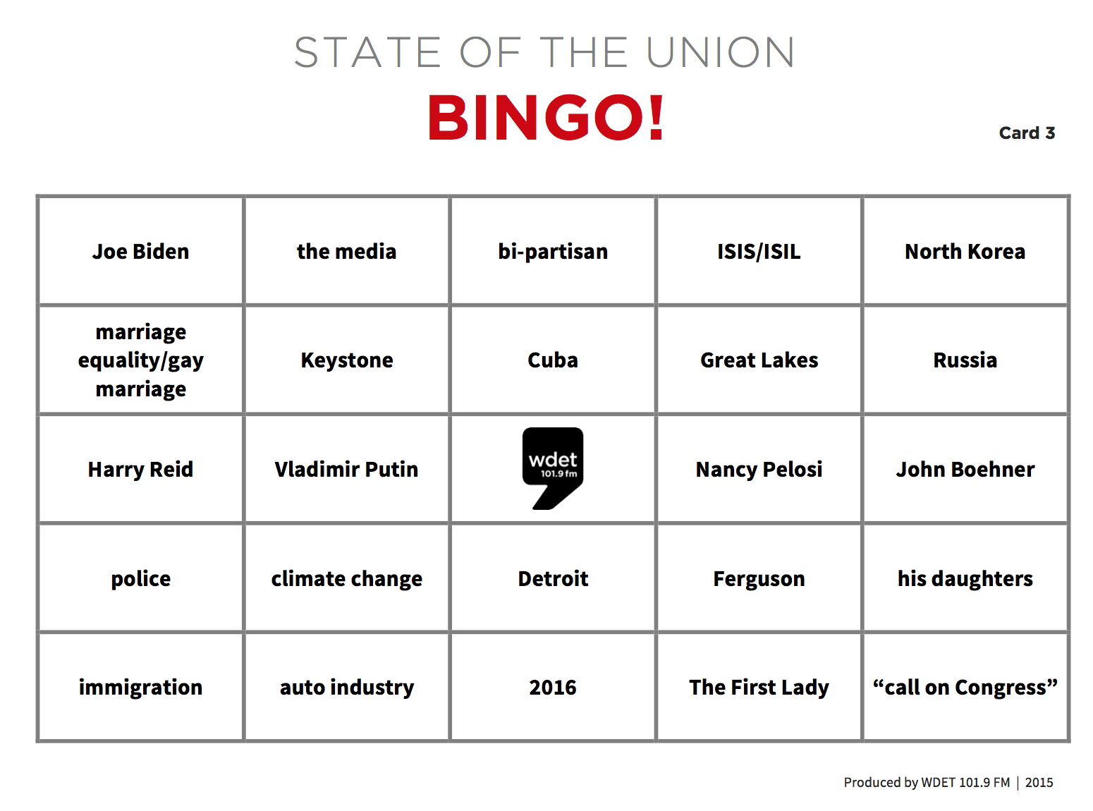 The Lonely Libertarian State of the Union Bingo