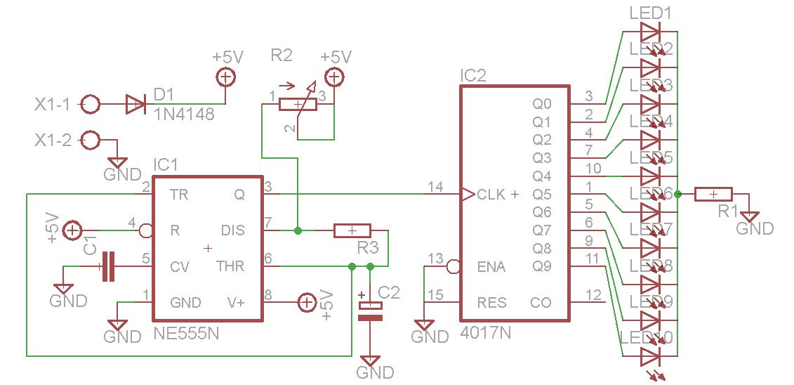 ADE MUNANDAR: Rangkaian running led dengan NE555 & CD4017