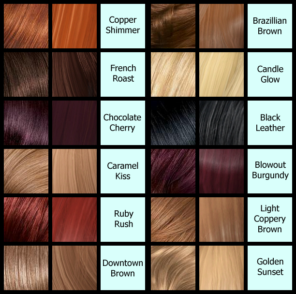 Different Shades Hair Color Chart