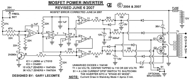 1000Watt Mosfet Power Inverter Circuit Diagram | Electrical Engineering