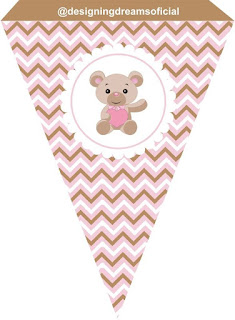 Baby Bear with Pink Heart Free Printable Mini Kit. Baby Bear with Pink Heart Free Printable Banner.