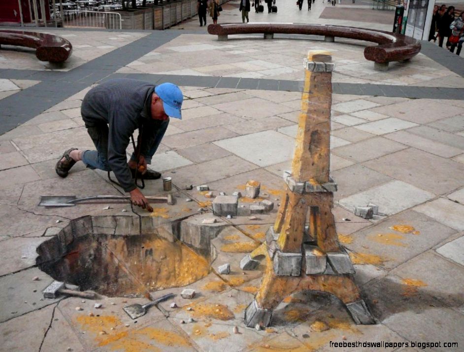3D Sidewalk Chalk Art
