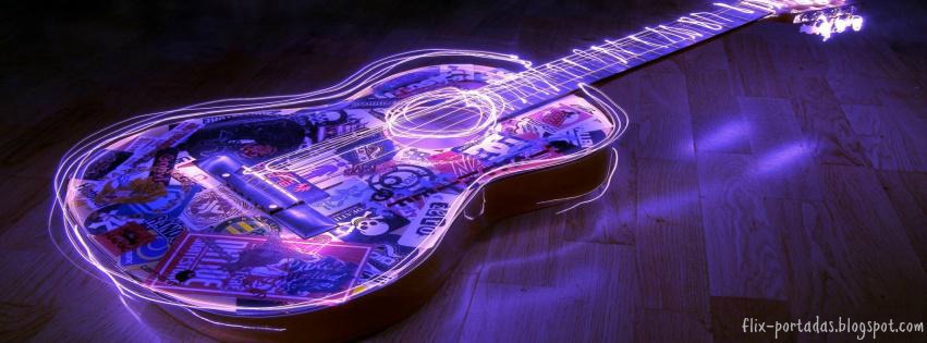 Fondos de Guitarra para Portadas de Facebook | Guitarra Morada con efecto en  3D | Portadas para Facebook