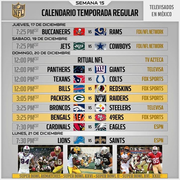 Periódico Dossier Metropolitano Calendario de la Temporada Regular de NFL