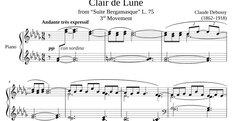 Piano Sheet Music Debussy Clair De Lune Piano Sheet Music Pdf
