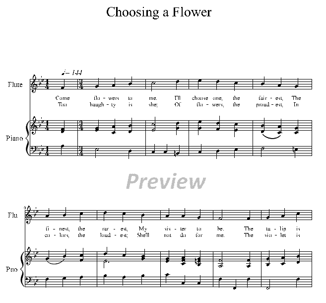 Choosing a Flower Sheet Music Folk Song from the French