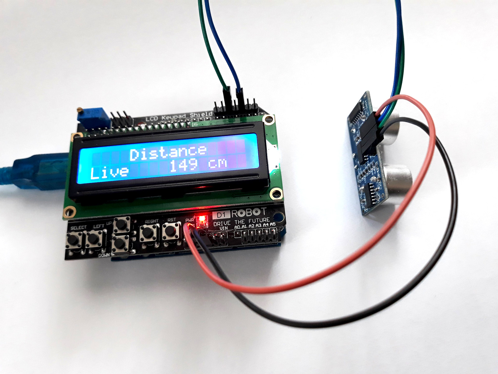 Ultrasonic Tape Measure with HC-SR04 Sensor · One Transistor