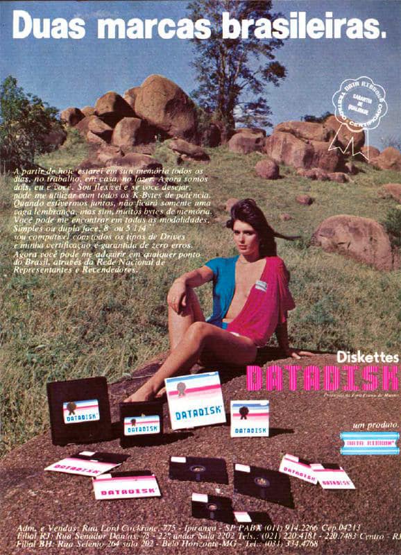 Propaganda antiga dos disquetes Datadisk na metade dos anos 80