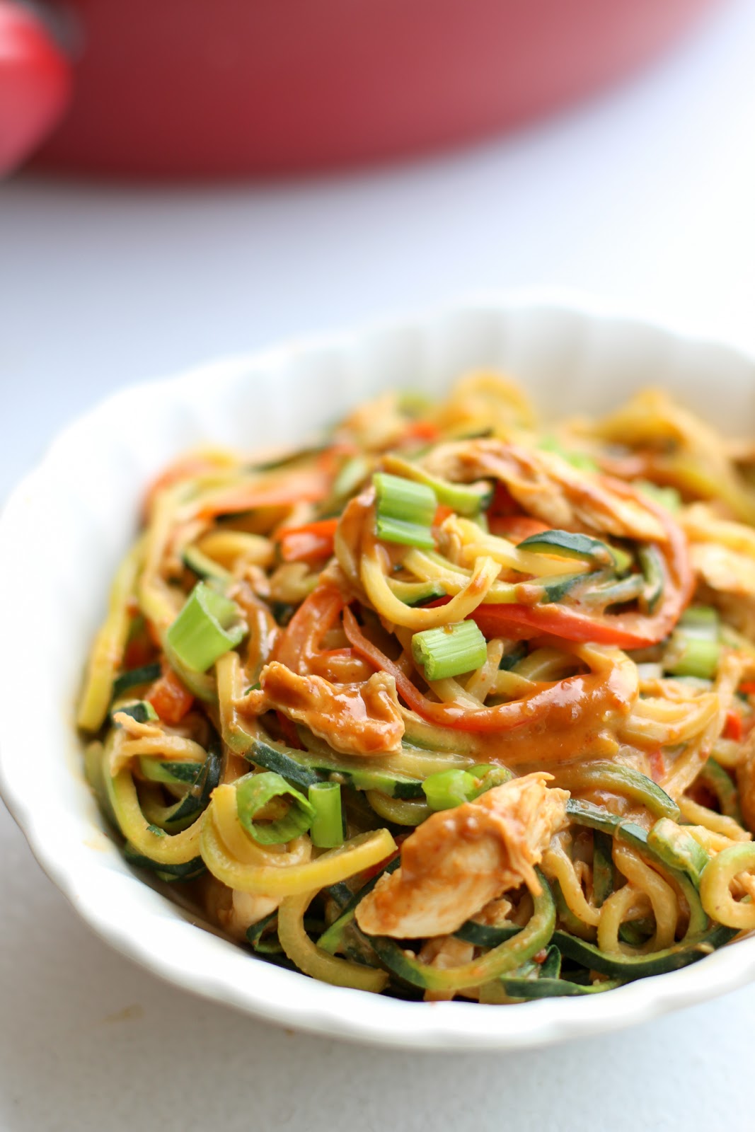 Zoodles with Chicken and Peanut Sauce - Lake Shore Lady