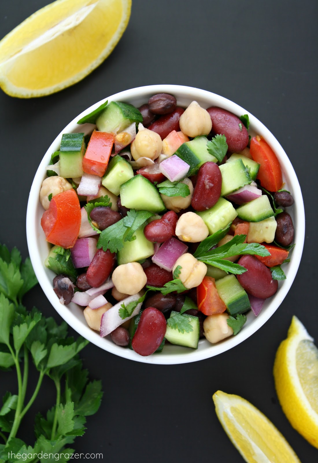 The Garden Grazer Mediterranean Three Bean Salad