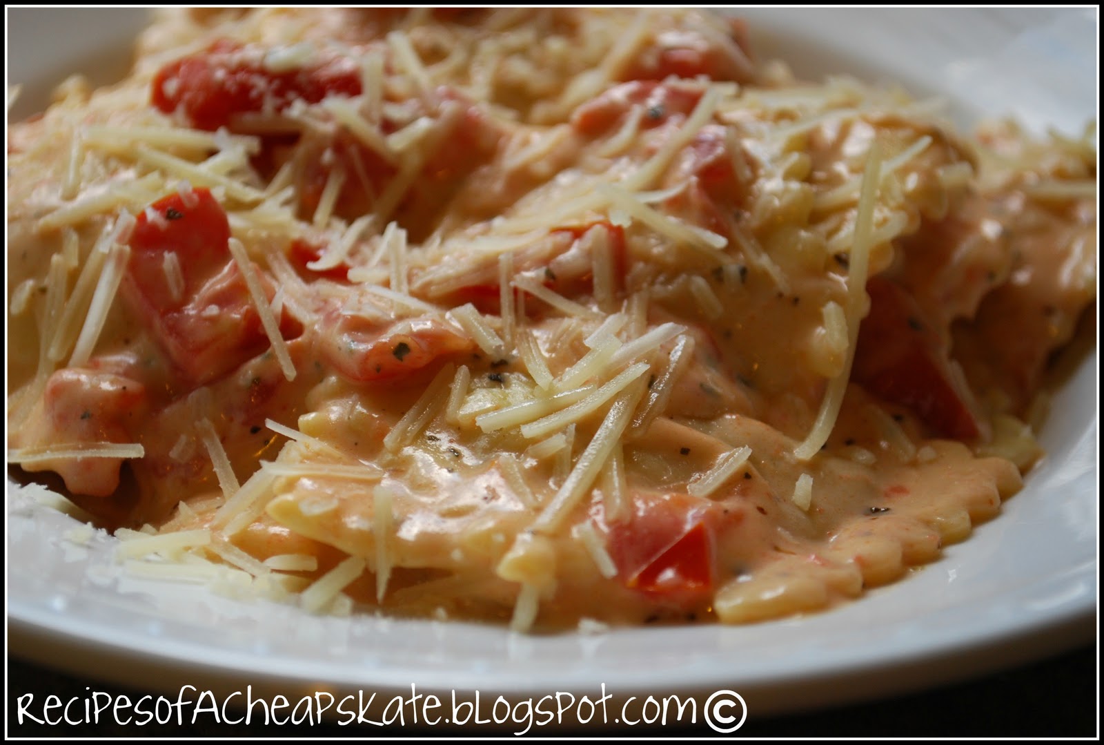 Recipes of a Cheapskate Ravioli with TomatoBasil Cream Sauce