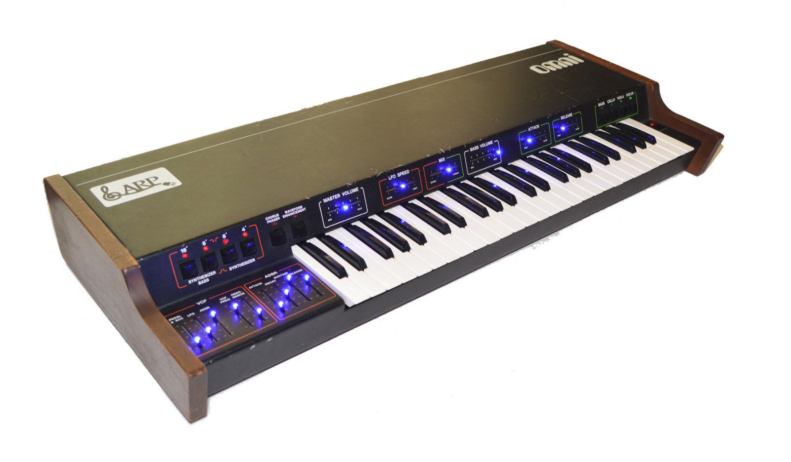 MATRIXSYNTH Vintage ARP Omni Keyboard Synthesizer Overhauled with Blue