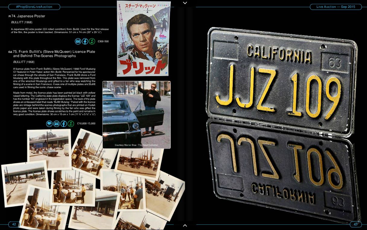 Just A Car Guy a movie prop license plate from Bullitt is up for grabs