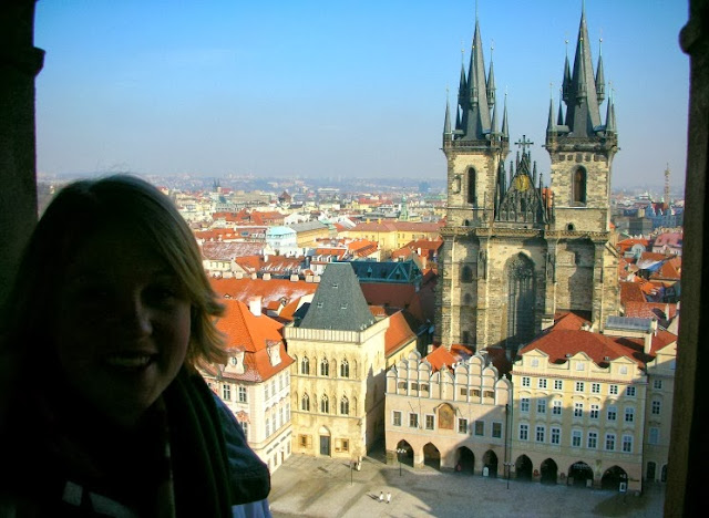 at the clock tower in prague