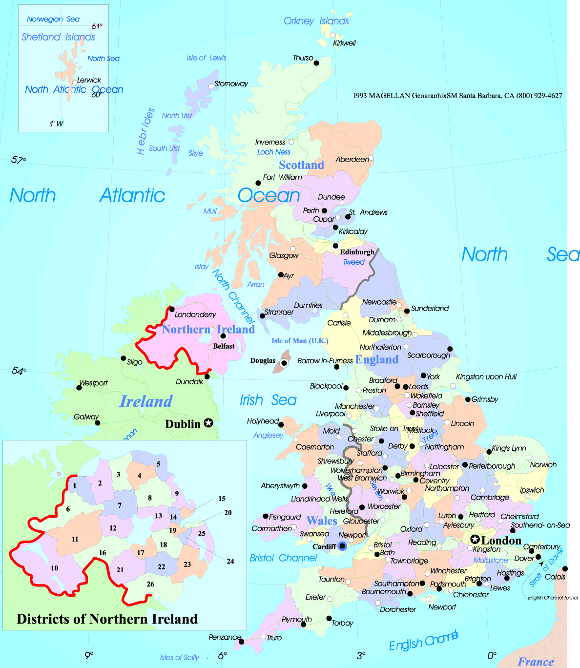 Travel Guide Map Of Uk United Kingdom Political