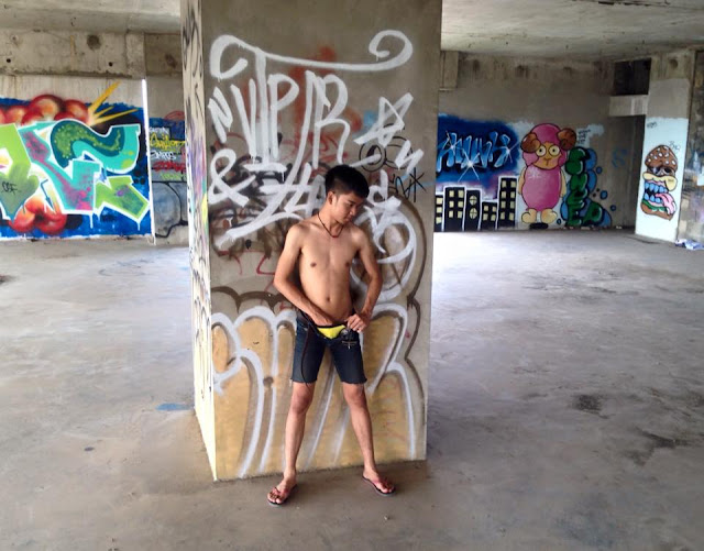 Thai boy and street art in Bangkok