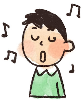 歌をうたう男の子のイラスト（合唱）